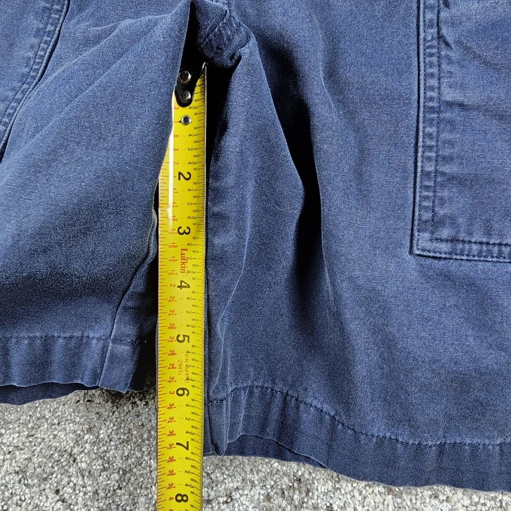 Cabelas Cargo Shorts Mens 46 Navy Blue Canvas Elastic Waist Utility Good